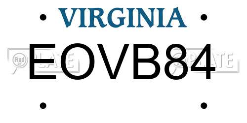 EOVB84 Virginia License Plate