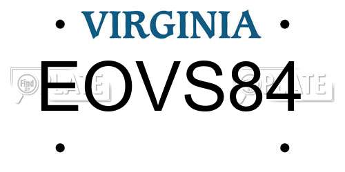 EOVS84 Virginia License Plate