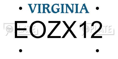 EOZX12 Virginia License Plate