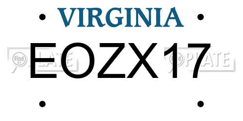 EOZX17 Virginia License Plate