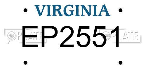 EP2551 Virginia License Plate