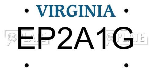 EP2A1G Virginia License Plate
