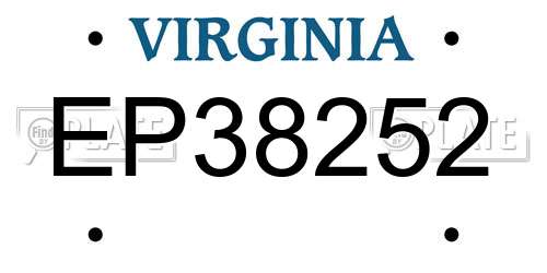 EP38252 Virginia License Plate