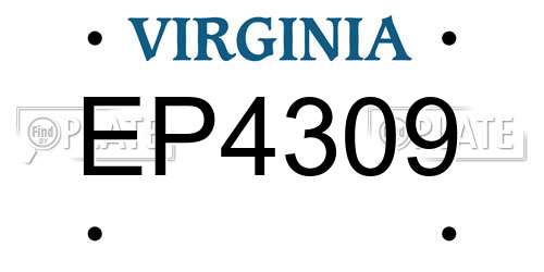 EP4309 Virginia License Plate
