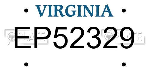 EP52329 Virginia License Plate