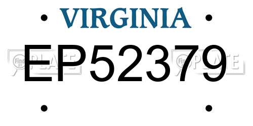 EP52379 Virginia License Plate