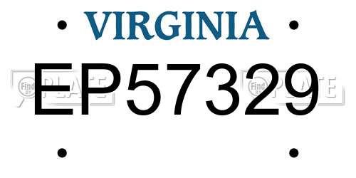 EP57329 Virginia License Plate
