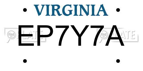 EP7Y7A Virginia License Plate