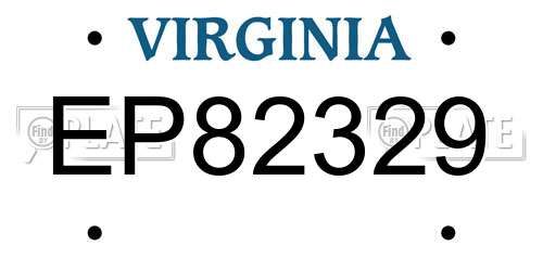 EP82329 Virginia License Plate
