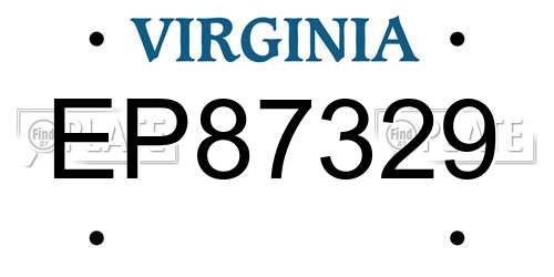 EP87329 Virginia License Plate