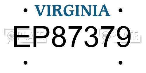 EP87379 Virginia License Plate