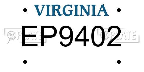 EP9402 Virginia License Plate