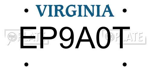 EP9A0T Virginia License Plate