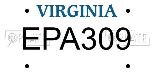 EPA309 Virginia License Plate