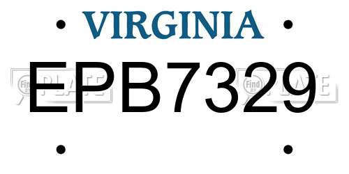 EPB7329 Virginia License Plate