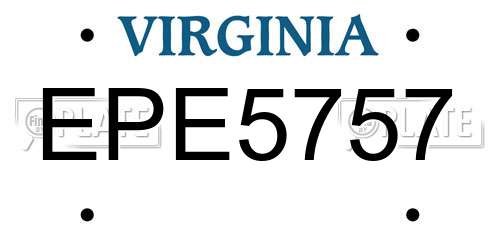 EPE5757 Virginia License Plate