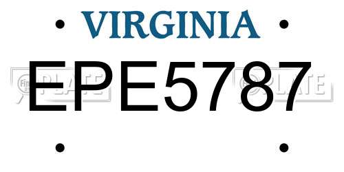 EPE5787 Virginia License Plate