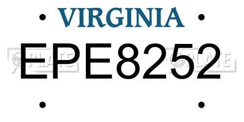 EPE8252 Virginia License Plate