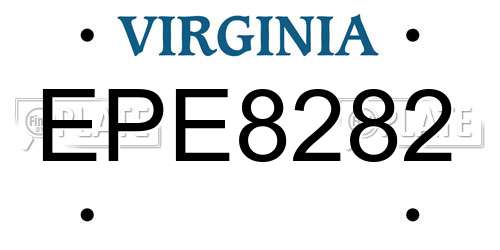 EPE8282 Virginia License Plate