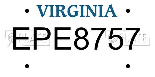 EPE8757 Virginia License Plate
