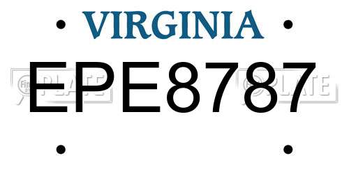 EPE8787 Virginia License Plate