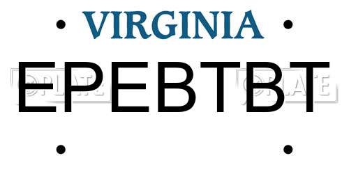 EPEBTBT Virginia License Plate