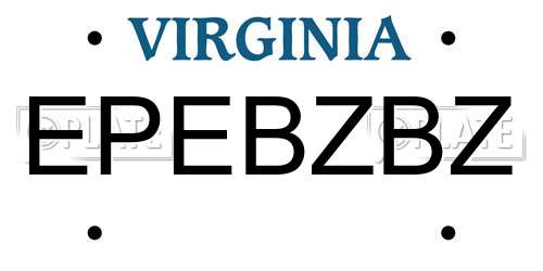 EPEBZBZ Virginia License Plate