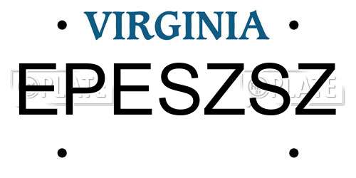 EPESZSZ Virginia License Plate