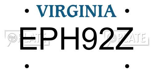 EPH92Z Virginia License Plate