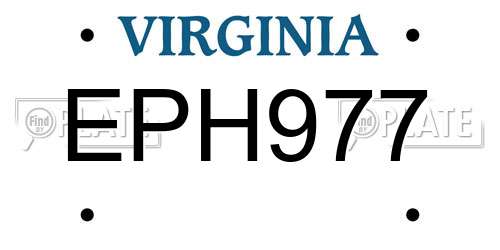 EPH977 Virginia License Plate