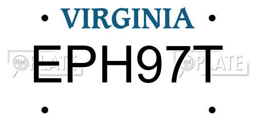 EPH97T Virginia License Plate