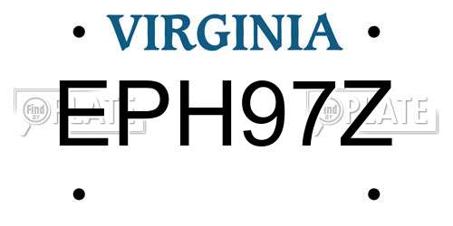 EPH97Z Virginia License Plate