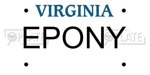 EPONY Virginia License Plate