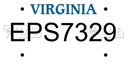 EPS7329 Virginia License Plate