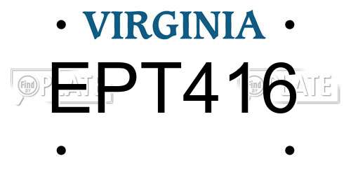 EPT416 Virginia License Plate