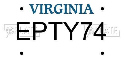 EPTY74 Virginia License Plate