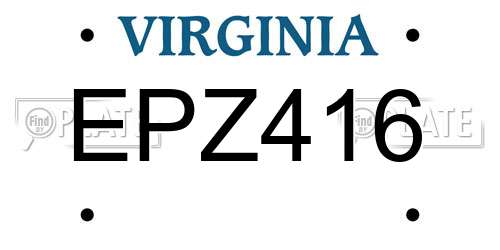 EPZ416 Virginia License Plate