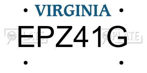 EPZ41G Virginia License Plate