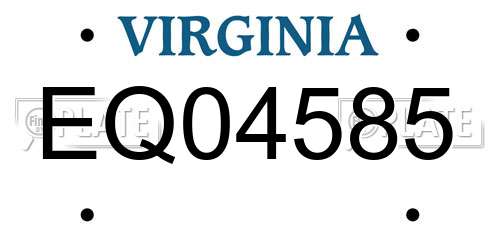 EQ04585 Virginia License Plate