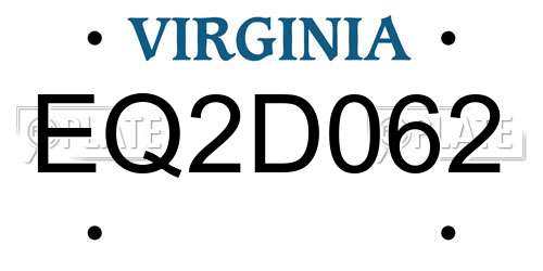 EQ2D062 Virginia License Plate