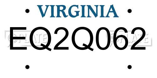 EQ2Q062 Virginia License Plate