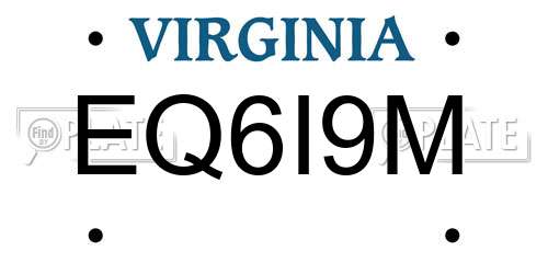 EQ6I9M Virginia License Plate