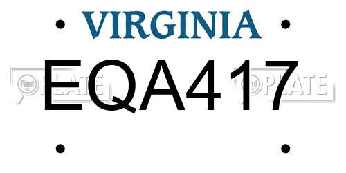 EQA417 Virginia License Plate