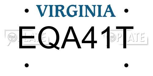 EQA41T Virginia License Plate