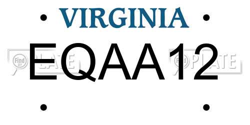 EQAA12 Virginia License Plate