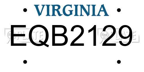 EQB2129 Virginia License Plate