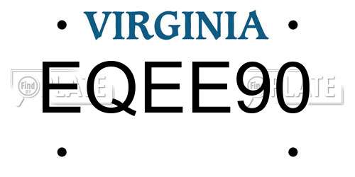 EQEE90 Virginia License Plate