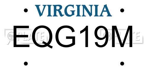 EQG19M Virginia License Plate