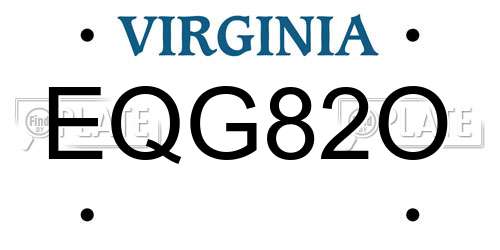 EQG82O Virginia License Plate