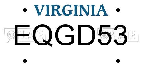 EQGD53 Virginia License Plate